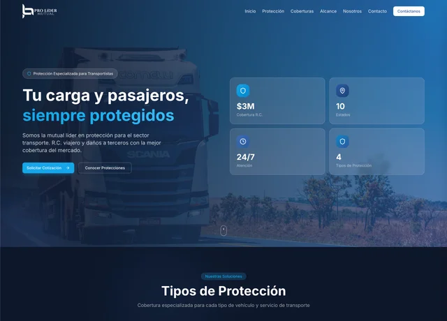 Captura del sitio web de Pro Líder Mutual