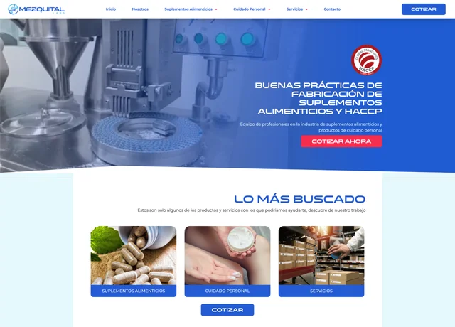 Captura del sitio web de Mezquital Labs