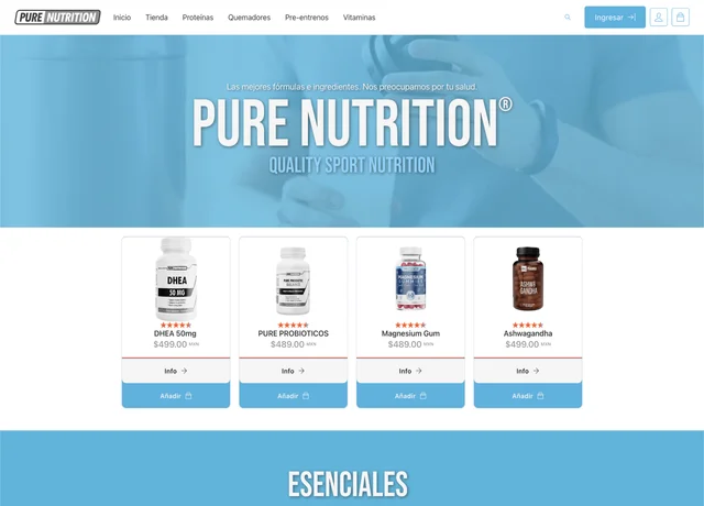 Captura del sitio web de Pure Nutrition