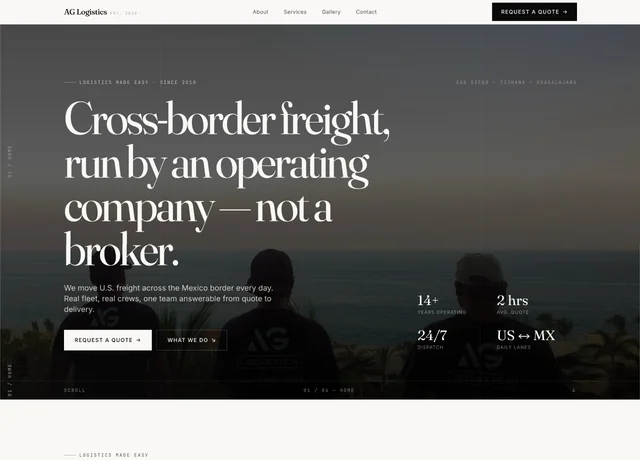 Captura del sitio web de AG Logistics