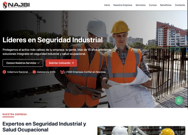 Captura del sitio web de Najbi Seguridad Industrial